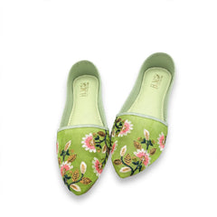 Mint Green Floral Khussa