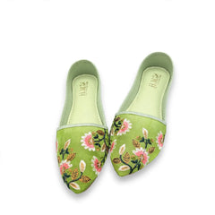 Mint Green Floral Khussa