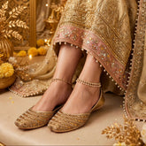 Golden Royale Heirloom Khussa with gold beadwork, Her Footwear Pakistan