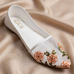 Tangerine Bloom Casual Khussa top view, Her Footwear Pakistan