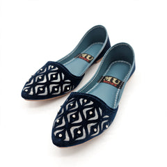 Navy Blue Velvet Khussa