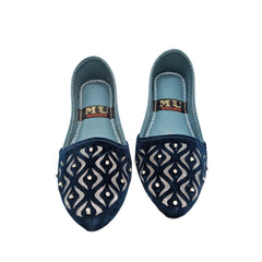 Navy Blue Velvet Khussa