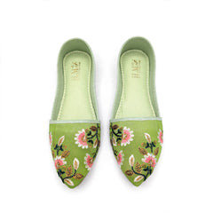 Mint Green Floral Khussa