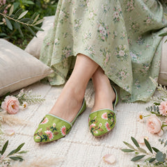 Mint Green Floral Khussa