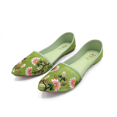 Mint Green Floral Khussa